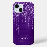 Koninklijk Paarse Glitter Drips Glam Handtekening