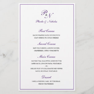 Koninklijk Paarse Klassieke Elegante Trouwmenu