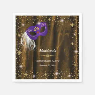 Koninklijk Paarse Masquerade Brons Gouden Damast S Servet