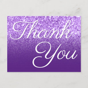 Koninklijk Paarse Ombre Bokeh Glitter Bedankt Briefkaart