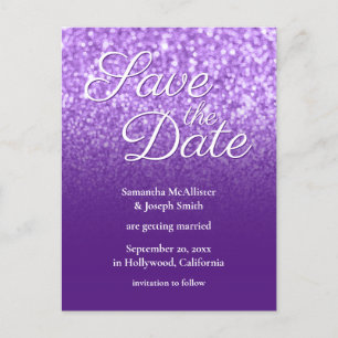 Koninklijk Paarse Ombre Bokeh Glitter Bewaar de Da Briefkaart