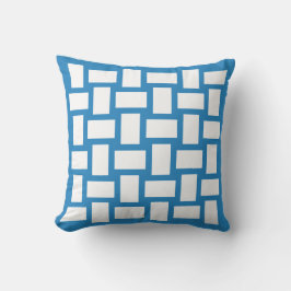 Koninklijk Pastelblauw & Wit Weefontwerp Kussen