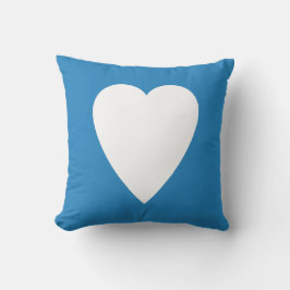 Koninklijk Pastelblauw & Witte Hartvorm Design Kussen