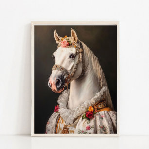 Koninklijk portret van witte paarden, Victoriaans Poster