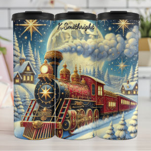Koninklijk Rode Kersttrein Maanverlichte Reis Thermosbeker