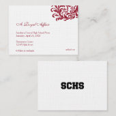 Koninklijk rood formeel prom bid aangepaste toegan visitekaartje (Voorkant / Achterkant)