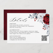 Koninklijk rood wit zilver metallic bloem bruiloft informatiekaartje (Voorkant / Achterkant)
