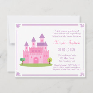 Koninklijk Roze Prinses Kasteel Feestje voor Baby Kaart