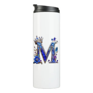 Koninklijk saffier kristal M kroon monogram Thermosbeker