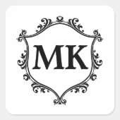 koninklijk schild gepersonaliseerde naam monogram vierkante sticker (Voorkant)