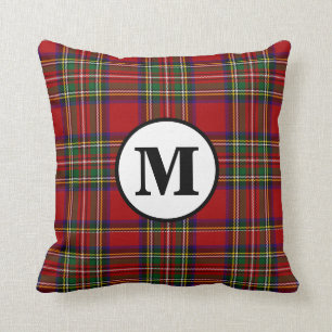 Koninklijk Stewart Tartan Plaid Schotse Clan Monog Kussen