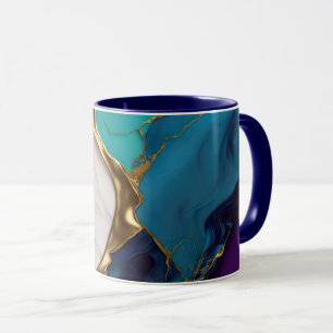 Koninklijk Teal & Amethist Marmer met Gouden Aders Mok