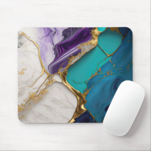 Koninklijk Teal & Amethist Marmer met Gouden Aders Muismat