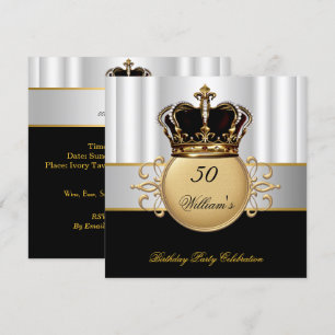 Koninklijk Zwart Wit Goud Verjaardag Prins Koning Kaart