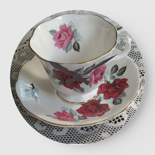 Koninklijke Albert Red Roses Tea Cup Klok (Voorkant)