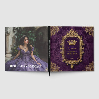 Koninklijke Amethyst Quinceañera, op maat gemaakt Gastenboek