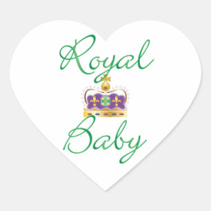 Koninklijke Baby met Paarse en goudklijke kroon Hart Sticker