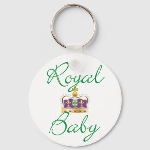 Koninklijke Baby met Paarse en goudklijke kroon Sleutelhanger