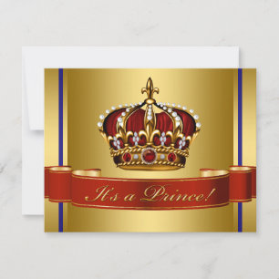 Koninklijke Baby Rood Blauw en Gouden Prins Baby B Kaart