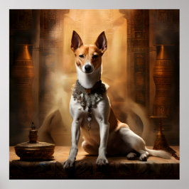 Koninklijke Basenji in de Egyptische piramide Poster