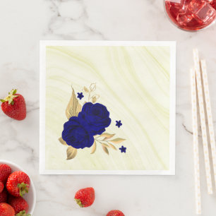 koninklijke blauwe bloemen goudblad marmer servet
