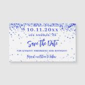 Koninklijke blauwe confetti verjaardag opslaan de (Voorkant)