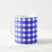 Koninklijke blauwe gingham koffiemok (Voorkant links)