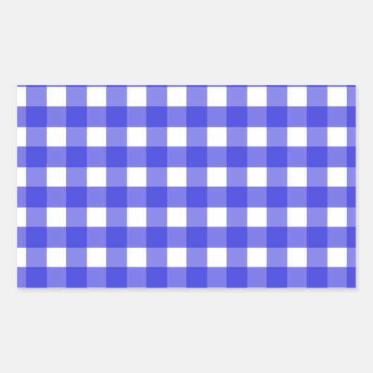 Koninklijke blauwe gingham rechthoekige sticker (Voorkant)