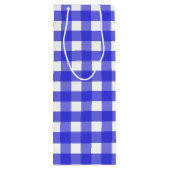 Koninklijke blauwe gingham wijn cadeautas (Achterkant)