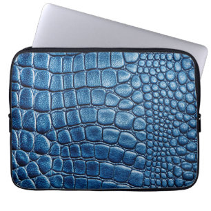 Koninklijke Blauwe Krokodil Alligator Faux Lederen Laptop Sleeve