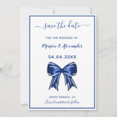 Koninklijke blauwe witte elegante boegbruiloft Bes Save The Date (Voorkant)