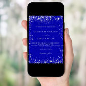 Koninklijke blauwe zilverglitter-elegante bruiloft kaart