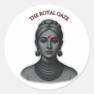 Koninklijke blik Indiase koningin Minimalistisch V Ronde Sticker