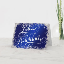 Koninklijke Blue Feliz Navidad Typography PERSONAL Feestdagen Kaart