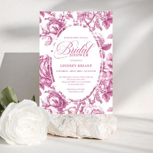Koninklijke Blush Fluwelen Rozen Toile Bruidsfeest Kaart