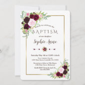 Koninklijke Bourgondië Marsala Bloemen Meisje Doop Kaart (Voorkant)