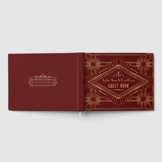 Koninklijke Bourgondisch Goud Grote Bruiloft Gastenboek (Volledig)