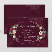 Koninklijke Bourgondische Bloemrijke Geometrische  Save The Date (Voorkant / Achterkant)