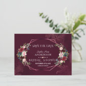 Koninklijke Bourgondische Bloemrijke Geometrische  Save The Date (Staand voorkant)