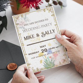 Koninklijke bruiloft uitnodigingen, bloemen en gro kaart