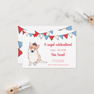 Koninklijke corgi-feestuitnodiging (klein) kaart