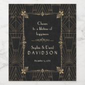 Koninklijke Fleur-de-Lis Art Deco 1920s Trouw Wijn Etiket (Enkel label)