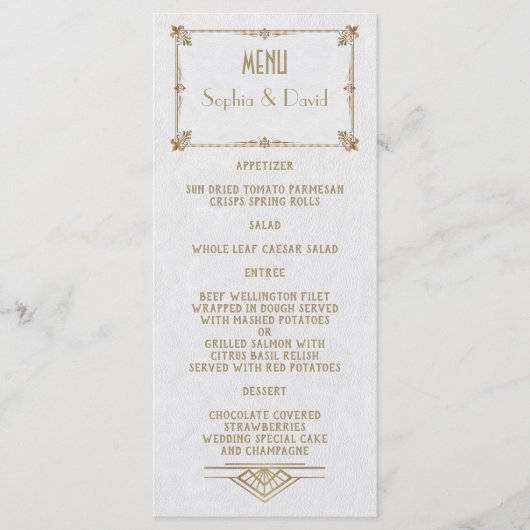 Koninklijke Fleur-de-Lis Art Deco Goud Witte 20s M Menu (Voorkant)