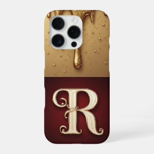 💎 Koninklijke Glitter R Monogram Druppelende Gla iPhone 16 Pro Hoesje