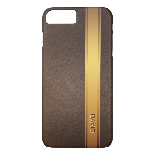 Koninklijke Gold Stripe - Eigen naam leder Achterg Case-Mate iPhone Case (Achterkant)