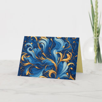 Koninklijke golven van grillige krullen van blauw bedankkaart