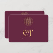 Koninklijke Gouden Bloem van het Leven Heilige Geo RSVP Kaartje (Voorkant / Achterkant)