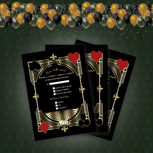 Koninklijke Gouden Fleur-de-lis Great Gatsby Bruil RSVP Kaartje