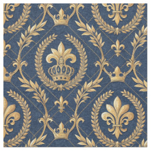 Koninklijke Gouden Kroon Blauwe Fluwelen Luxe Dama Stof