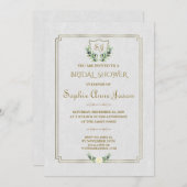 Koninklijke Gouden Kroon Groene Bloemrijke Bruidsd Kaart (Voorkant / Achterkant)